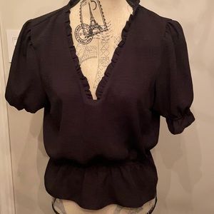 TOPSHOP BLACK PEPLUM BLOUSE